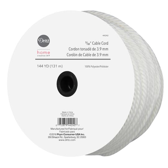 Dritz&#xAE; Home White 5/32&#x22; Polyester Cable Cord, 144yd.